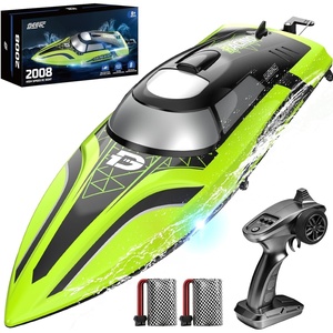 image:imageDEERC 14 Fast RC Boat for Kids amp Adults 20MPH Upgraded Remote Control Speed Boat with 2x1200mAh Batteries SelfRighting Waterproof Boat Toy for Lakes amp PoolsGreen